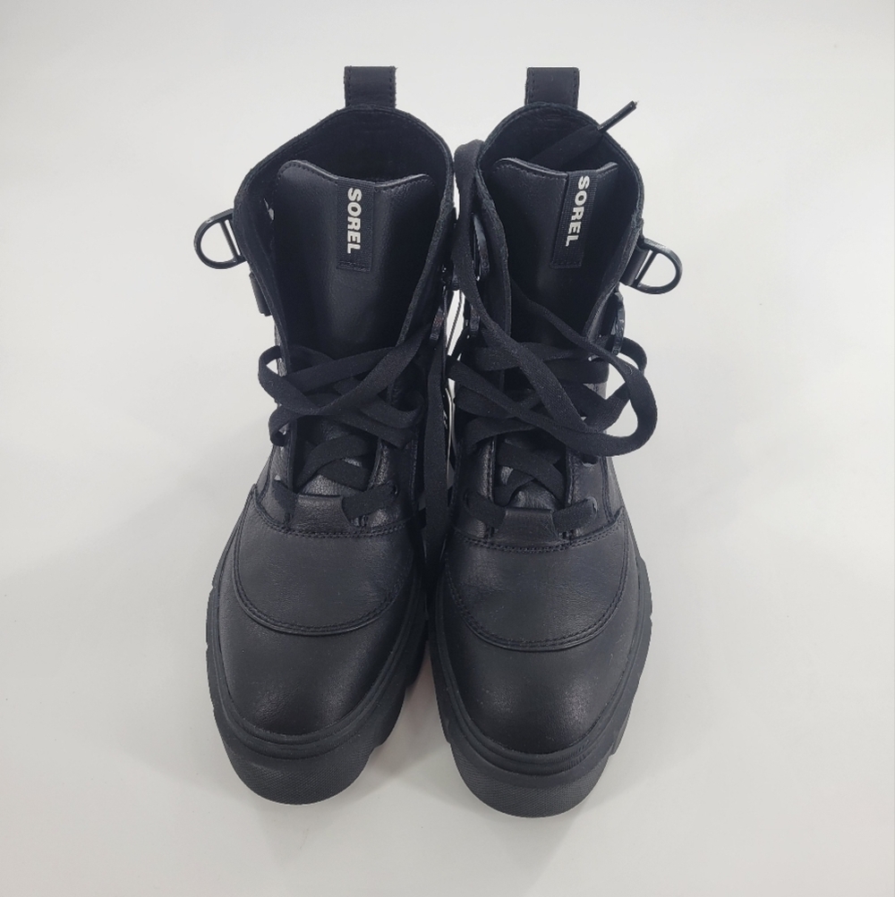 Sorel Caribou Boot Lace Up Black Leather Rubber Size 8 New - Picture 3 of 7